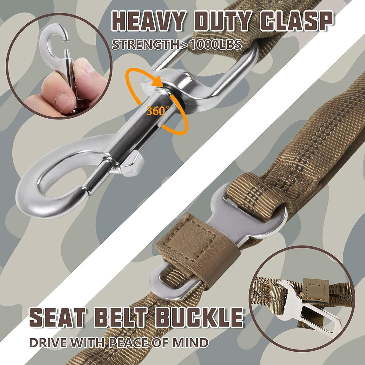 Ultimate Heavy Duty Bungee Dog Leash for Large Breeds - Shock Absorbing, No-Pull Design with Dual Padded Handles