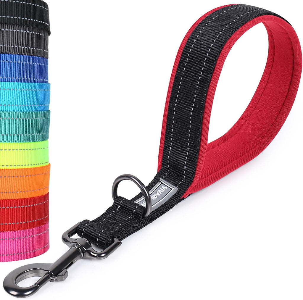 Premium 12" Short Dog Traffic Leash - Black & Red for Maximum Control and Comfort