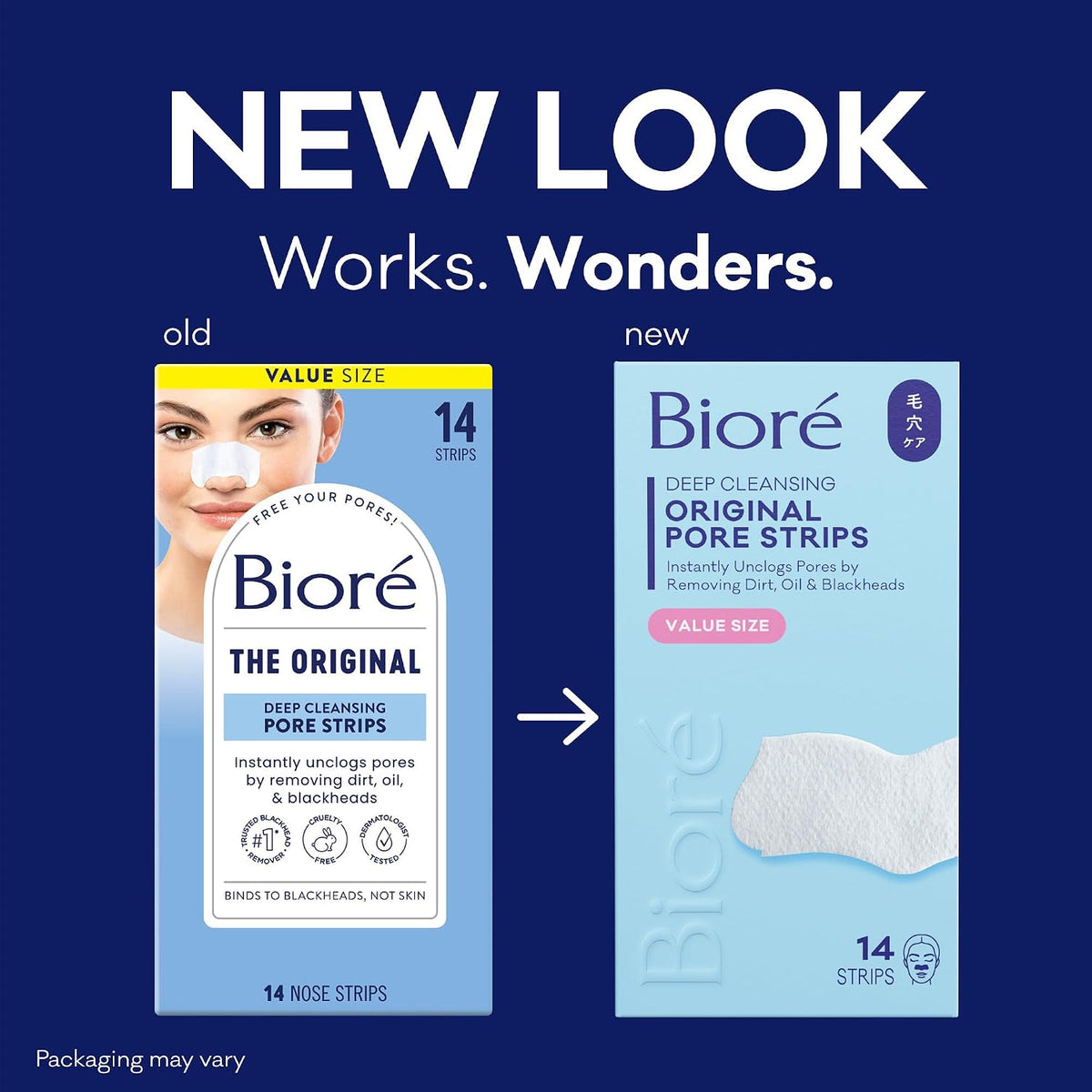Experience Clearer Skin with Biore Original Blackhead Remover Strips - Deep Cleansing Nose Strips Featuring C-Bond Technology, 14 Count