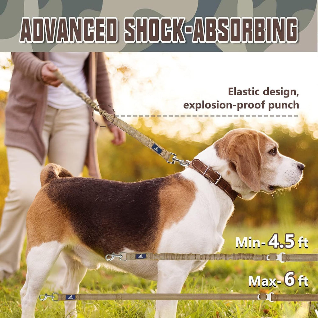 Ultimate Heavy Duty Bungee Dog Leash for Large Breeds - Shock Absorbing, No-Pull Design with Dual Padded Handles
