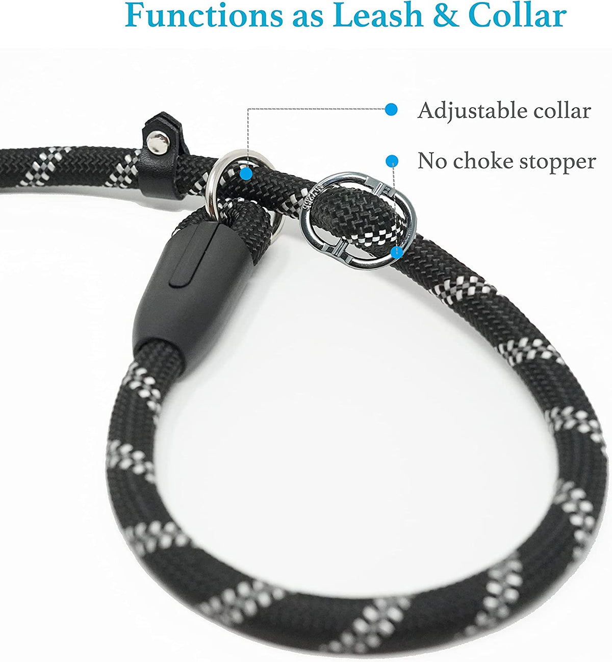 Premium 6FT Durable Slip Lead Dog Leash with Padded Handle - Perfect for Medium to Large Dogs, Black