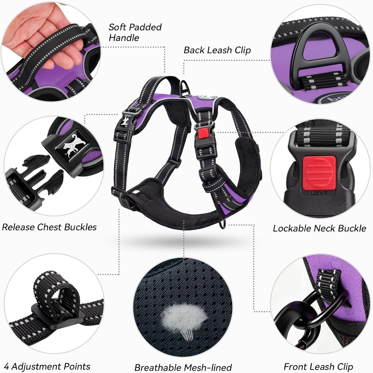 Ultimate No-Pull Dog Harness for Medium Dogs - Comfortable, Adjustable & Reflective