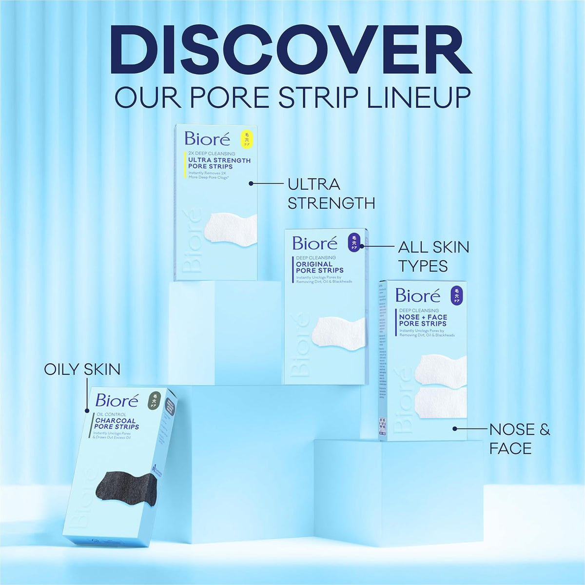 Experience Clearer Skin with Biore Original Blackhead Remover Strips - Deep Cleansing Nose Strips Featuring C-Bond Technology, 14 Count