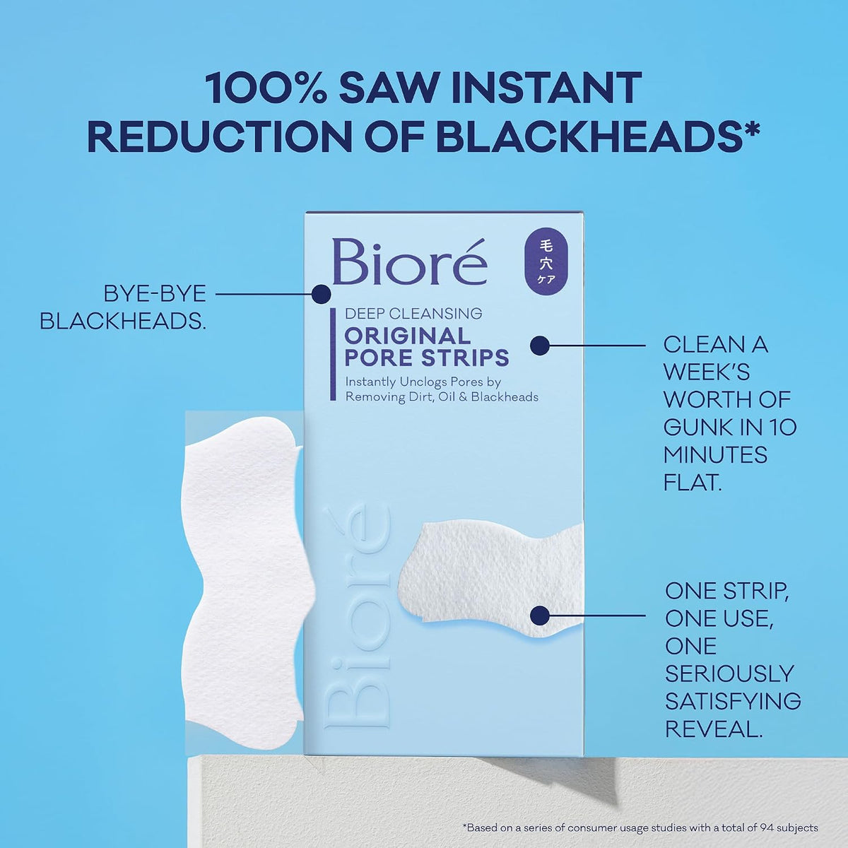 Experience Clearer Skin with Biore Original Blackhead Remover Strips - Deep Cleansing Nose Strips Featuring C-Bond Technology, 14 Count