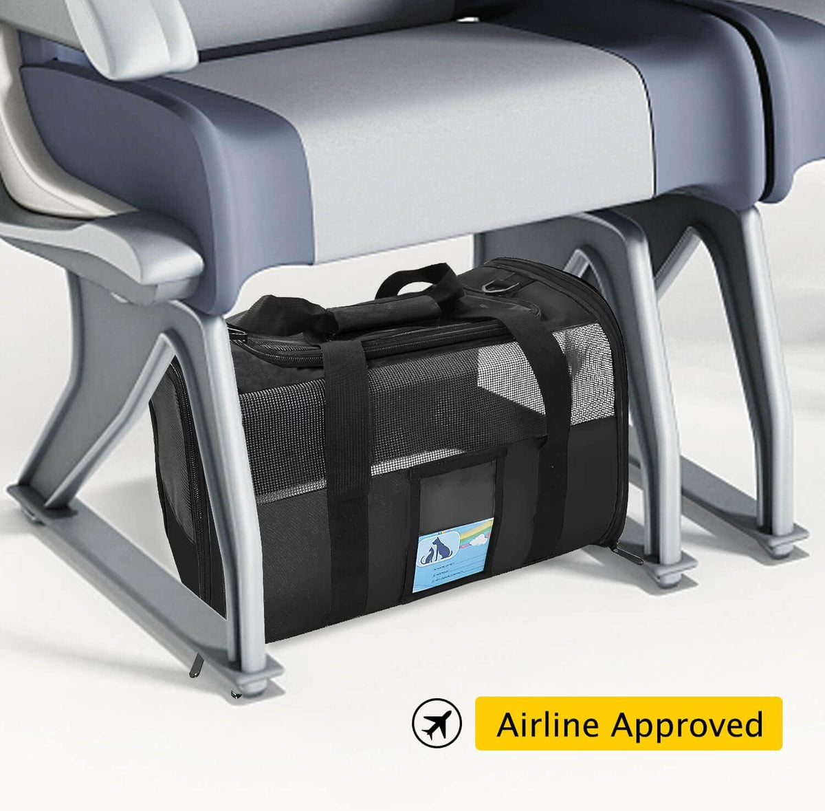 Airline Approved Pet Carrier - Soft Sided Cat and Dog Carrier for Travel, Comfortable and Durable Design, Perfect for Medium Cats and Small Dogs up to 15 lbs - Stylish Black