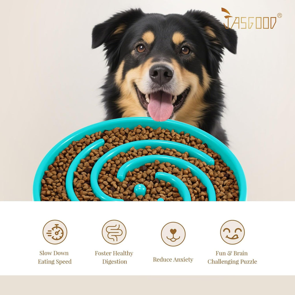 Elevated Slow Feeder Bowl for Large and Medium Dogs - Anti-Gulping Design to Prevent Bloat and Choking