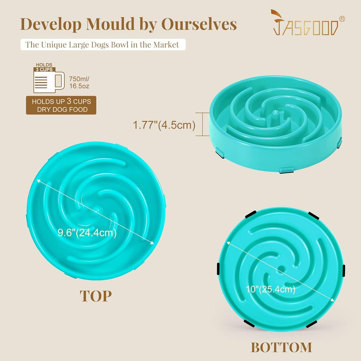 Elevated Slow Feeder Bowl for Large and Medium Dogs - Anti-Gulping Design to Prevent Bloat and Choking