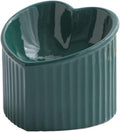 Elegant Dark Green Elevated Cat Bowls - Stress-Free Dining with Backflow Prevention, Dishwasher & Microwave Safe, Lead & Cadmium Free