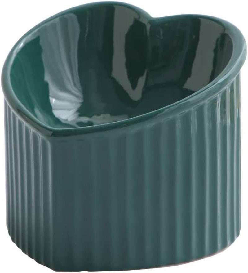 Elegant Dark Green Elevated Cat Bowls - Stress-Free Dining with Backflow Prevention, Dishwasher & Microwave Safe, Lead & Cadmium Free