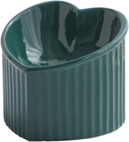 Elegant Dark Green Elevated Cat Bowls - Stress-Free Dining with Backflow Prevention, Dishwasher & Microwave Safe, Lead & Cadmium Free