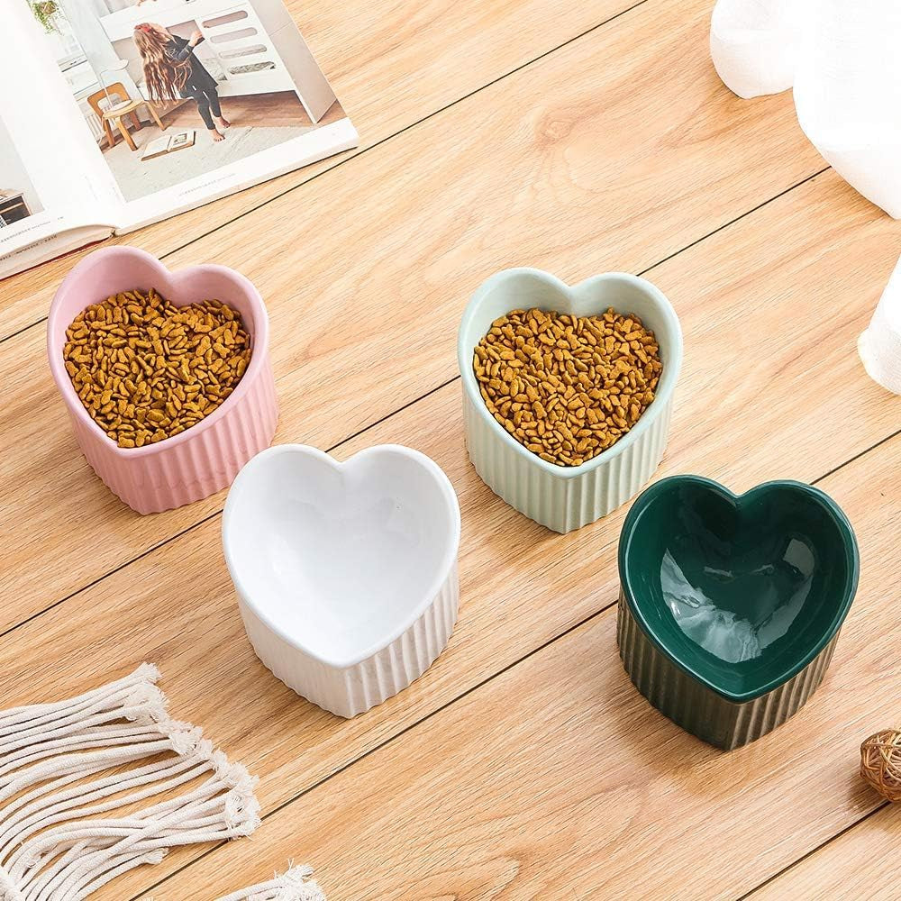 Elegant Dark Green Elevated Cat Bowls - Stress-Free Dining with Backflow Prevention, Dishwasher & Microwave Safe, Lead & Cadmium Free