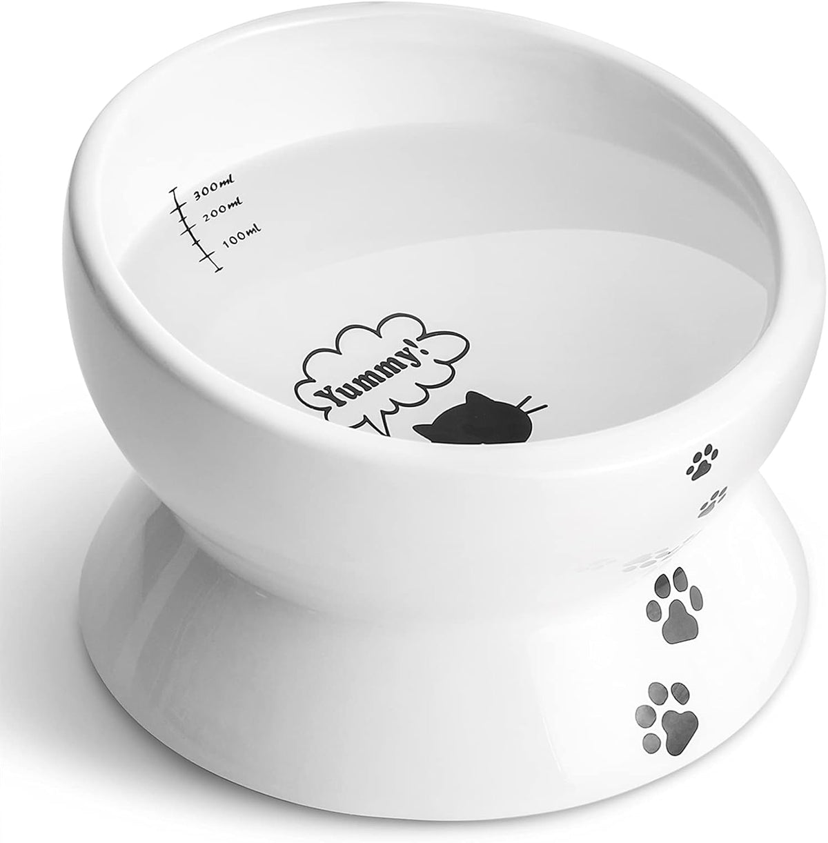 Elevated Ceramic Cat & Small Dog Bowls - No Spill, Tilted Design for Comfortable Eating, Dishwasher Safe, 15oz Capacity